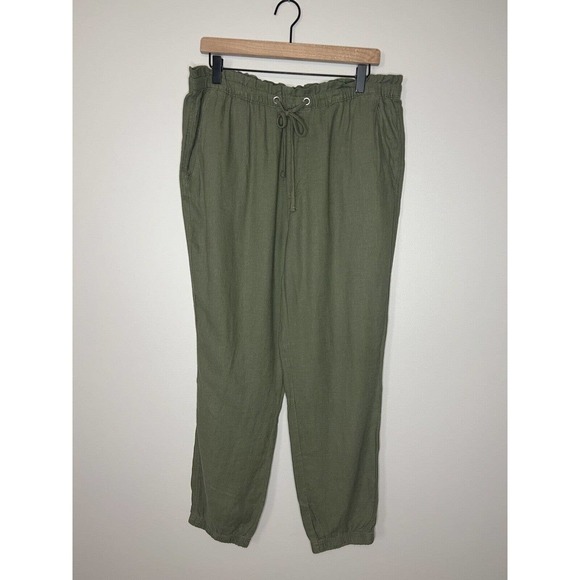 Social Standard by Sanctuary Green Linen Blend Solstice Jogger Pant Women's XL - Picture 2 of 7